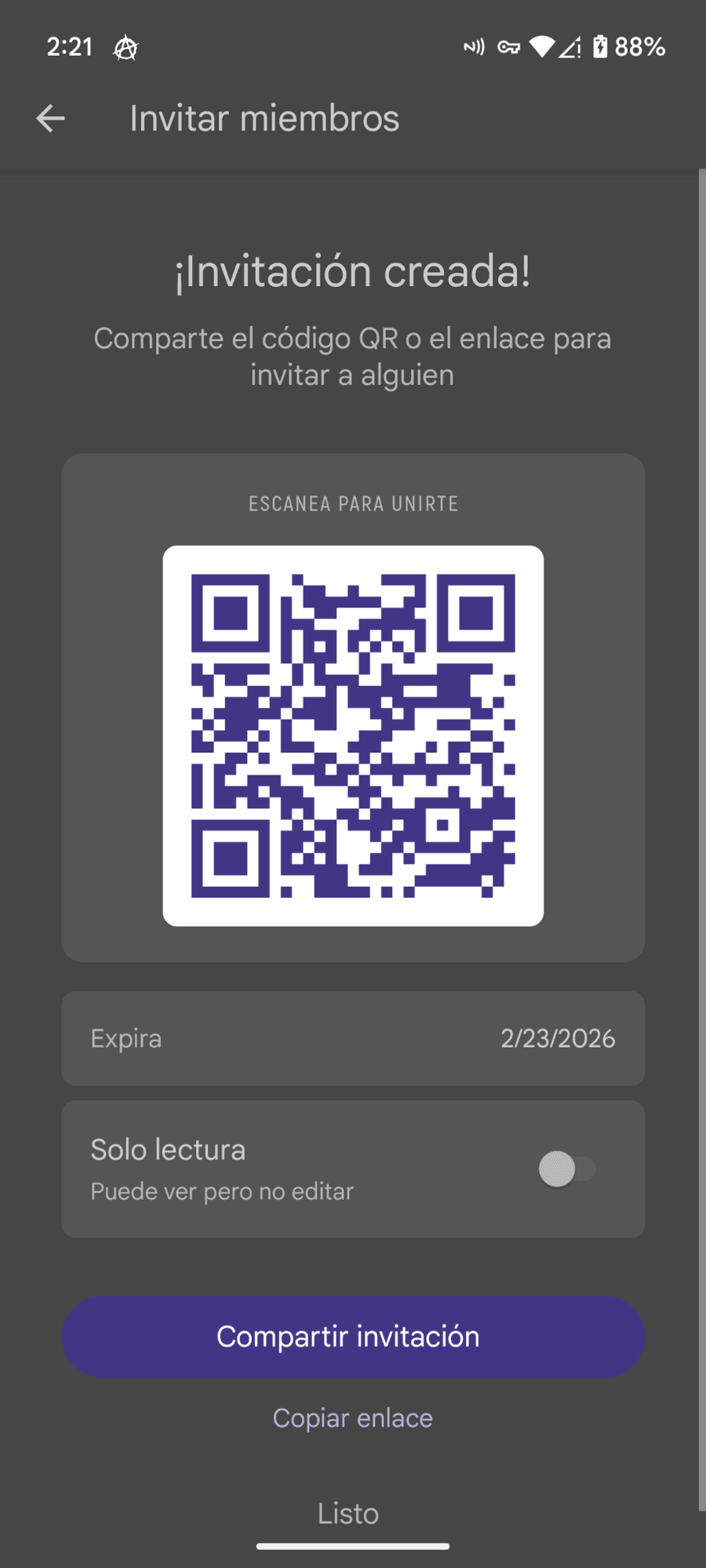 Compartir acceso
