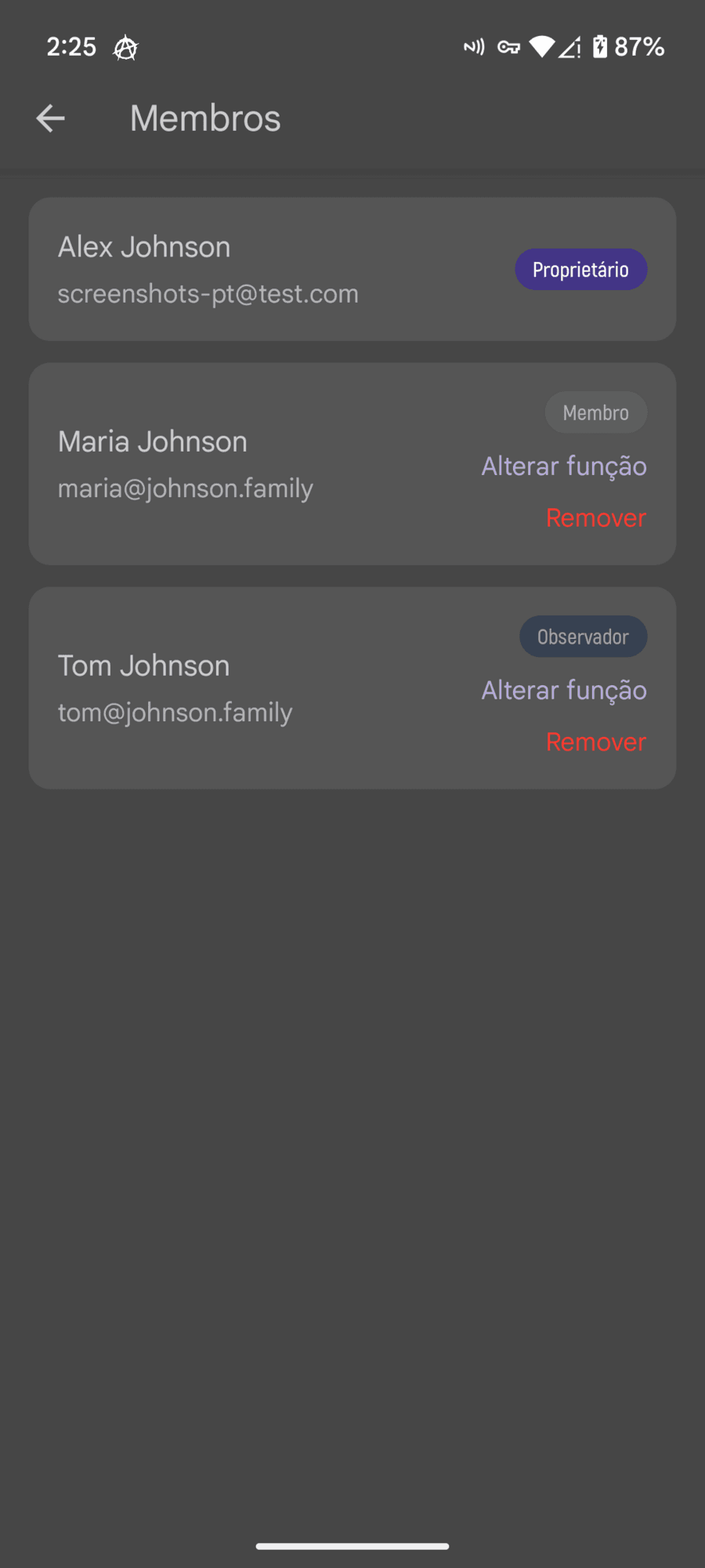 Membros da família